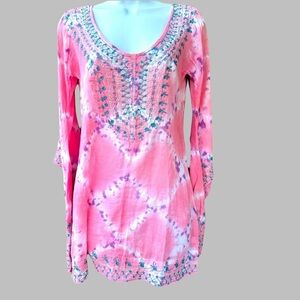 Calypso St Barth Boho Cotton Tie Dye Womens Small Tunic / Dress/Cover Up